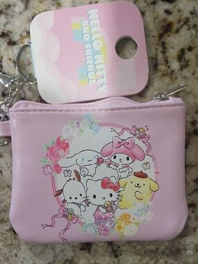 Sanrio pastel pink character coin pouch